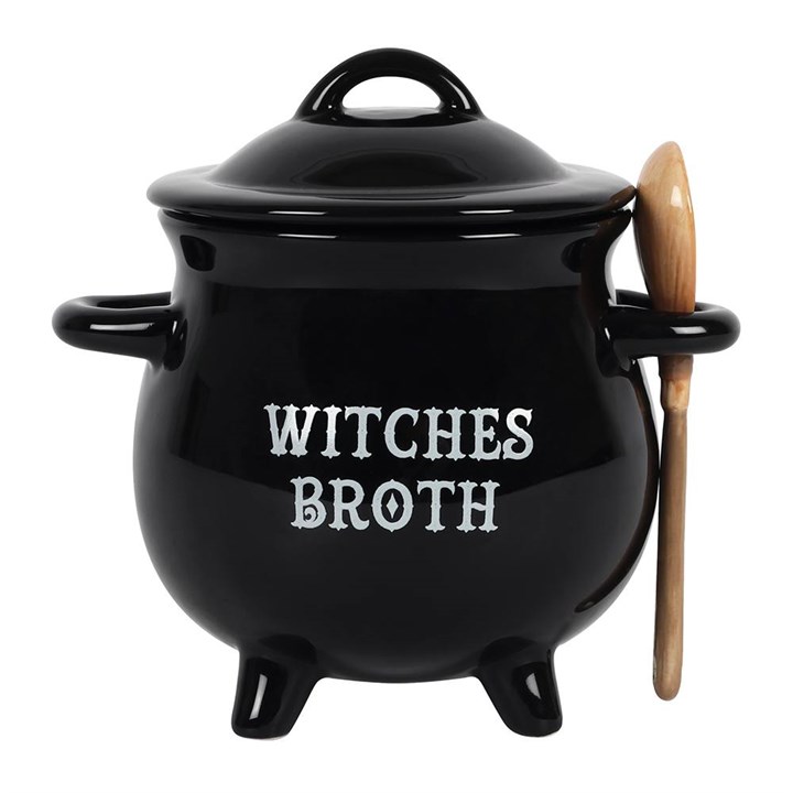 Witches Broth Cauldron Soup Bowl with Broom Spoon - Image 2