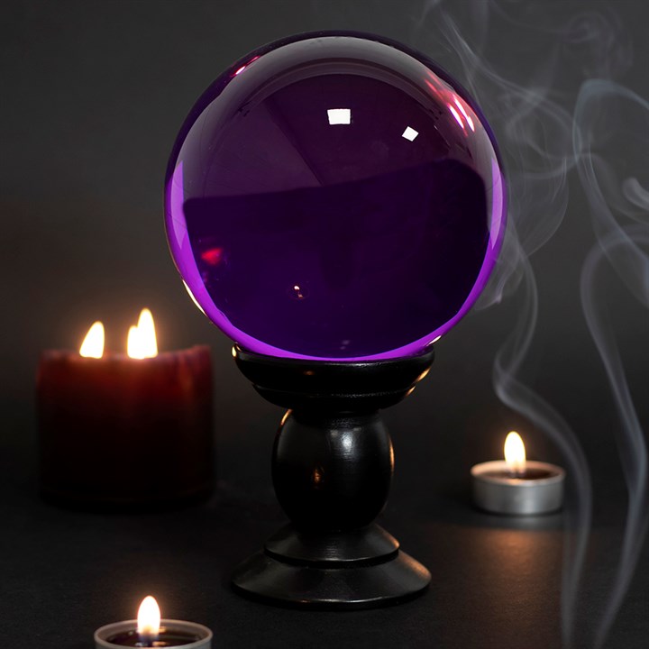 Small Purple Crystal Ball on Stand