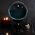 Small Teal Crystal Ball on Stand